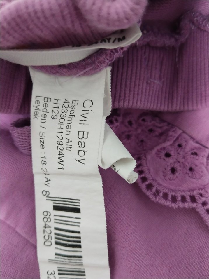 Mor Nakışlı Fırfırlı Kız Eşofman Altı civil marka - Görsel 2