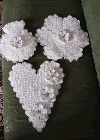 Nakışlı Beyaz ve Gri Banyo lif Seti - Görsel 2