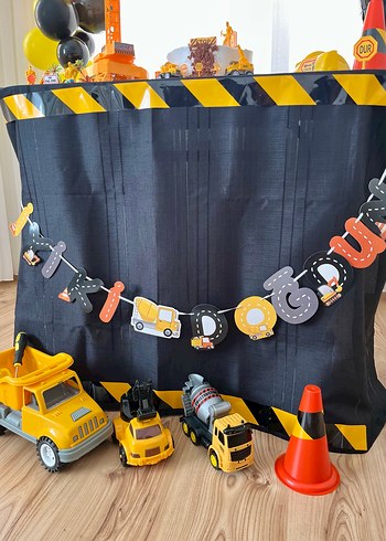 İnşaat Temalı Doğum Günü Parti Seti Sarı - Görsel 3