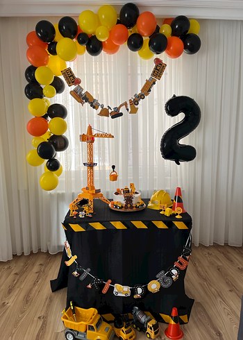 İnşaat Temalı Doğum Günü Parti Seti Sarı - Görsel 4