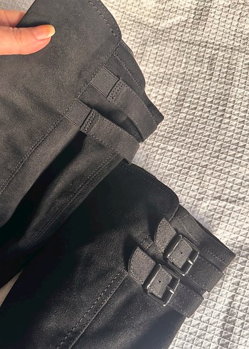 Siyah Süet Kemerli Dizüstü Kadın Çizme - Görsel 7