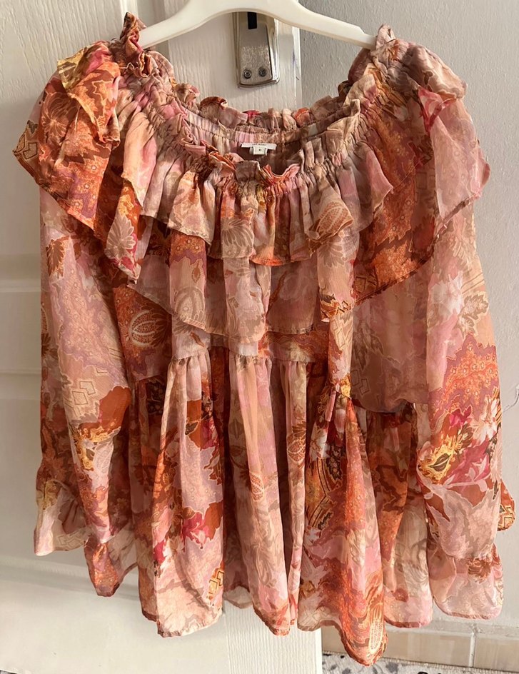 Volanlı, Straplez, Uzun Kollu Bohem Bluz - Görsel 3