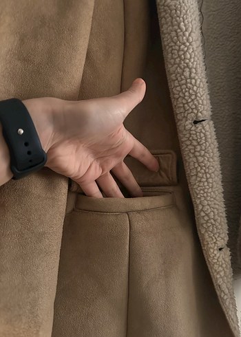 Kürk Detaylı Kadın Kahverengi Süet Ceket - Görsel 4