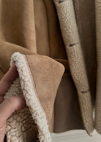 Kürk Detaylı Kadın Kahverengi Süet Ceket - Görsel 5