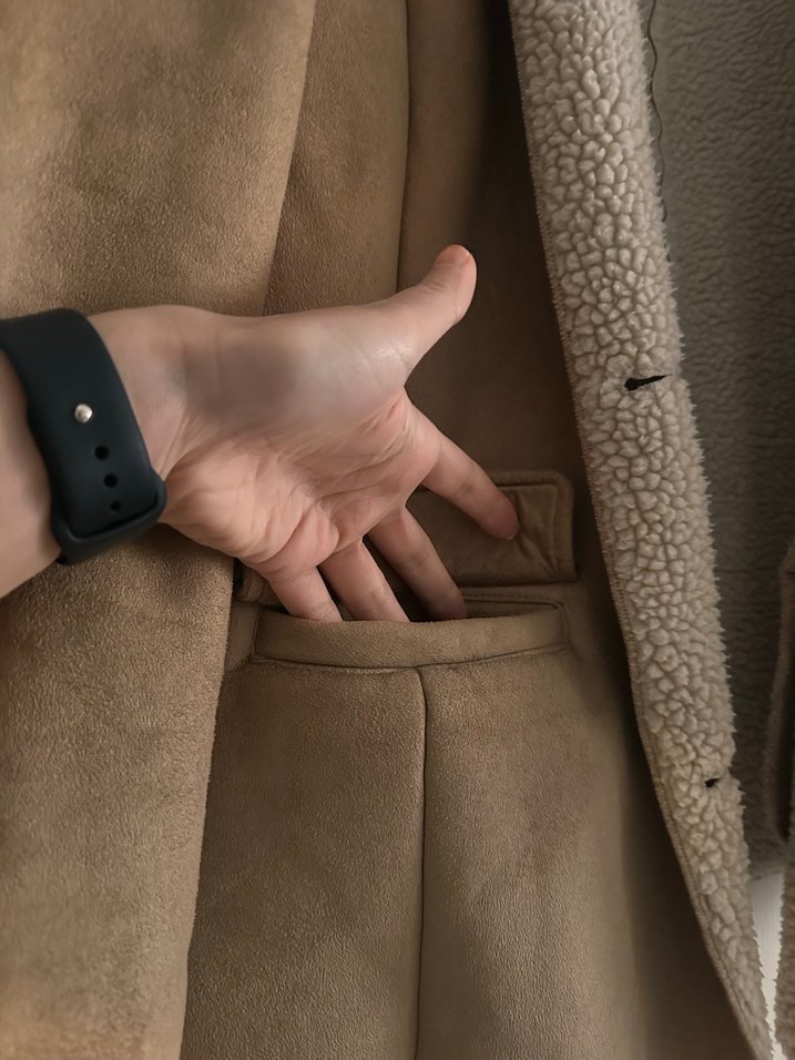 Kürk Detaylı Kadın Kahverengi Süet Ceket - Görsel 4