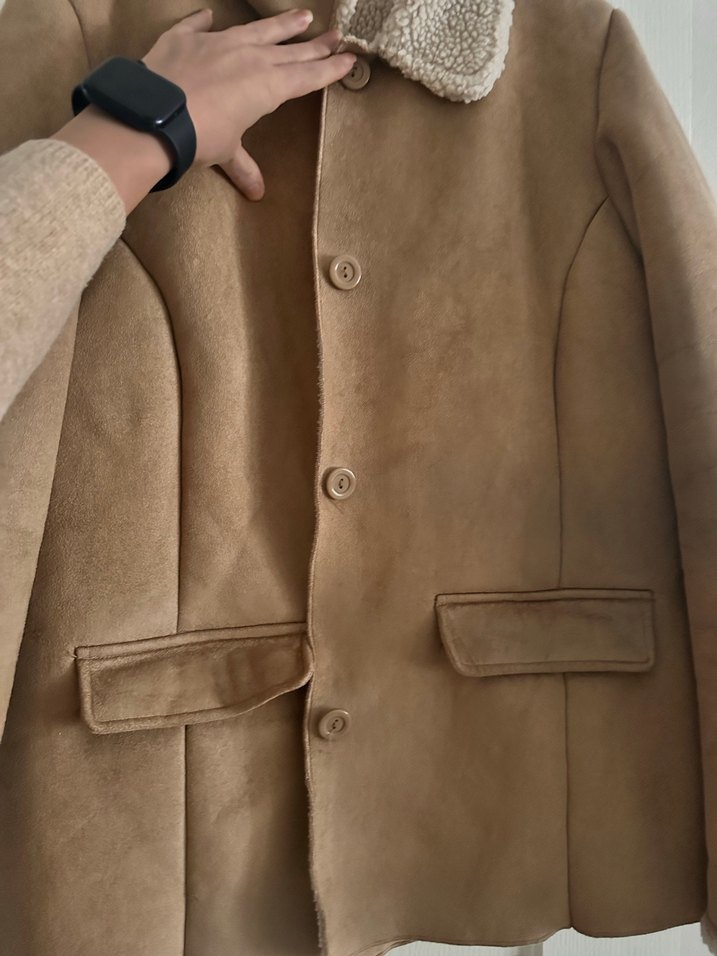 Kürk Detaylı Kadın Kahverengi Süet Ceket - Görsel 3