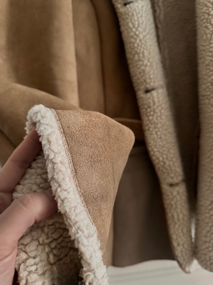 Kürk Detaylı Kadın Kahverengi Süet Ceket - Görsel 5