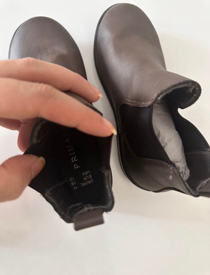 Kahverengi Deri Çocuk Bot, Lastik Kemer Detaylı - Görsel 5