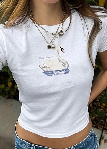 Kuğu baby tee crop