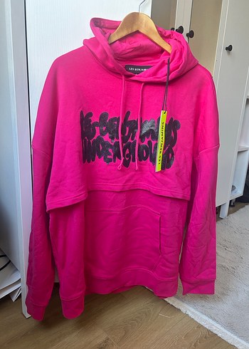 Pembe Baskılı Fermuarlı Kadın Sweatshirt