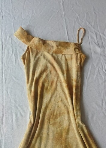 38 Beden Vintage Sarı Çiçekli Şifon Elbise