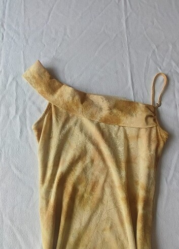 38 Beden sarı Renk Vintage Sarı Çiçekli Şifon Elbise