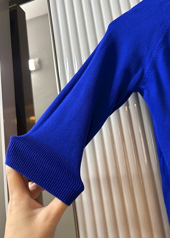 Zara ZARA - Mavi Boğazlı Kısa Kollu Triko Kazak