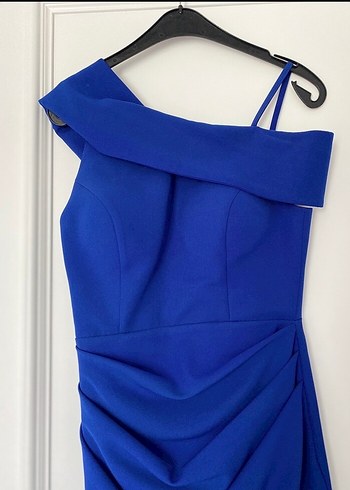 Mavi Drapeli Mini Abiye Elbise - Görsel 11
