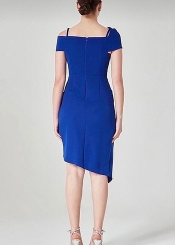 Mavi Drapeli Mini Abiye Elbise - Görsel 10