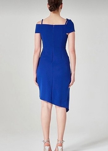 Mavi Drapeli Mini Abiye Elbise - Görsel 17