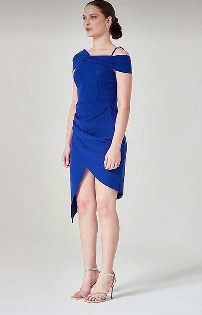 Mavi Drapeli Mini Abiye Elbise - Görsel 4