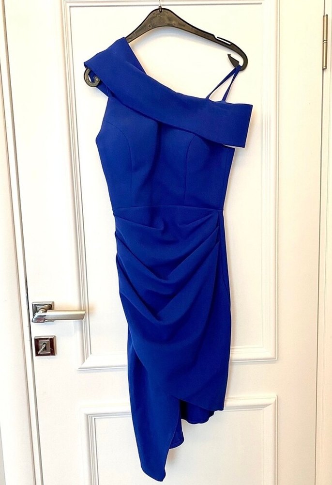 Mavi Drapeli Mini Abiye Elbise - Görsel 2