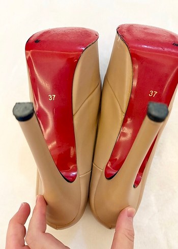 Bej Deri platform Topuklu Kadın Ayakkabı - Görsel 11