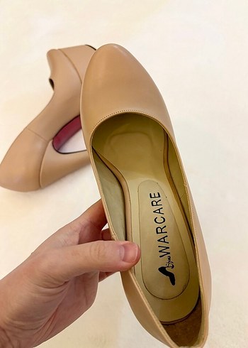 Bej Deri platform Topuklu Kadın Ayakkabı - Görsel 5