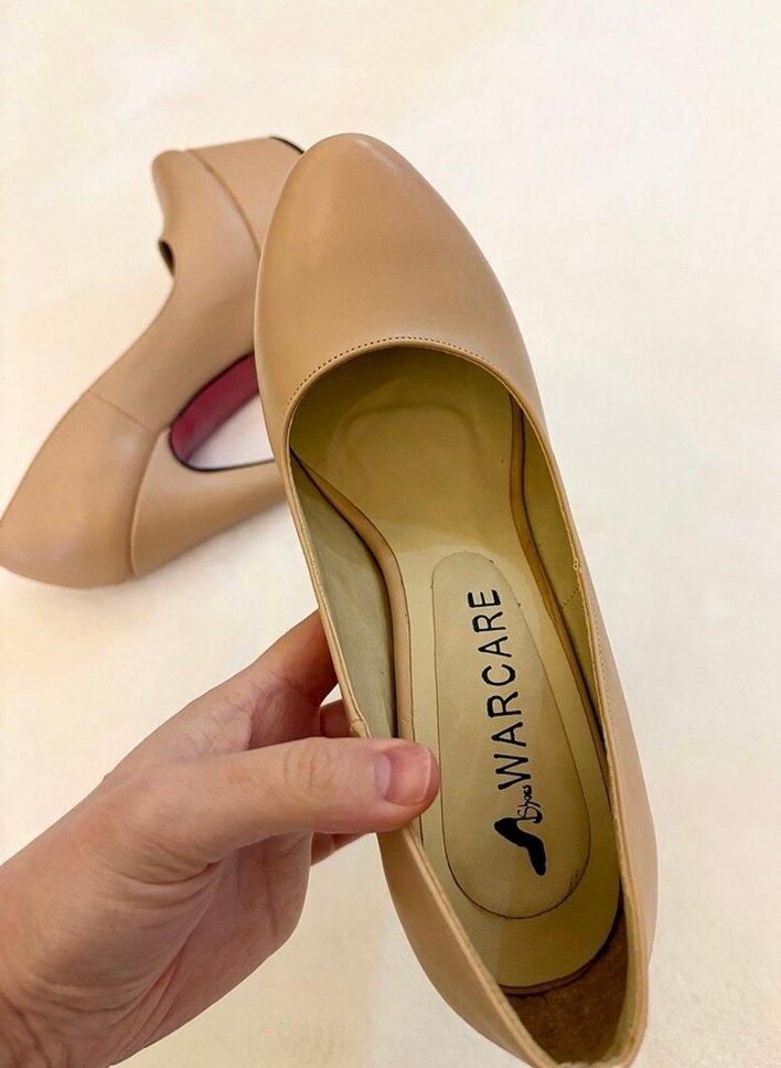 Bej Deri platform Topuklu Kadın Ayakkabı - Görsel 5