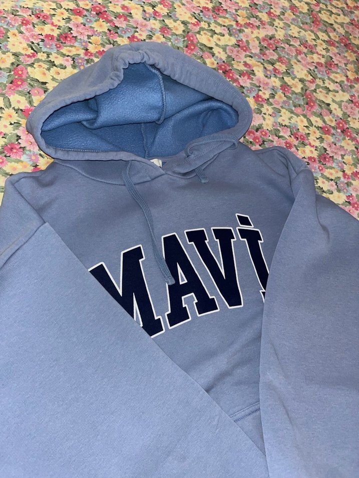 Mavi kadın orijinal sweatshirt - Görsel 5