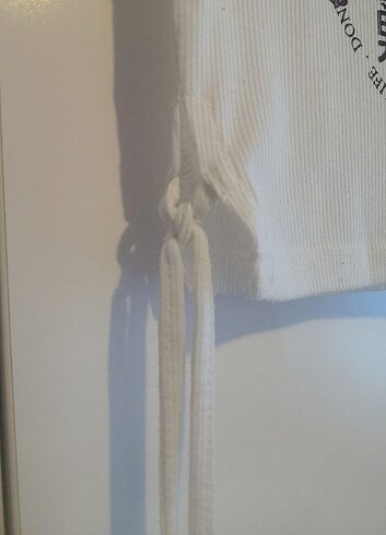 Koton ipli desenli kısa kollu crop - Görsel 6