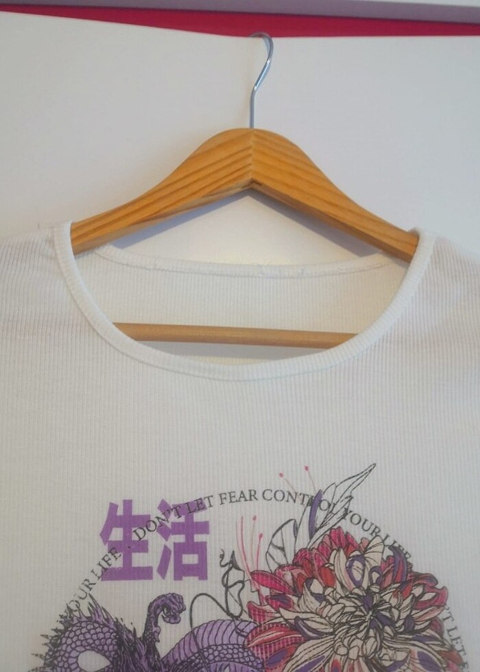 Koton ipli desenli kısa kollu crop - Görsel 2