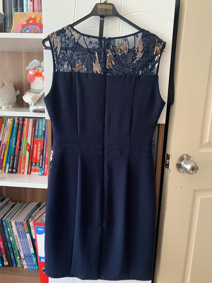 Nakışlı Lacivert Midi Kadın Elbise - Görsel 2