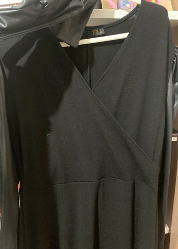 Kadın Siyah Deri Uzun Elbise - Görsel 3