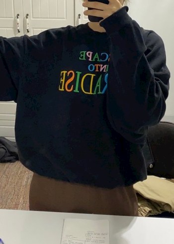 l Beden Renkli Baskılı Oversize Sweatshirt