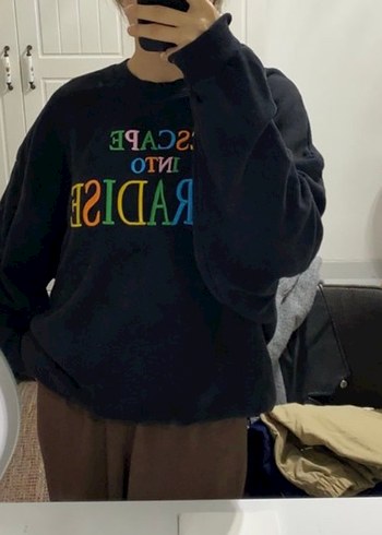 Renkli Baskılı Oversize Sweatshirt