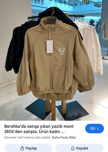 Bershka Bej Parlak Yazlık Mont