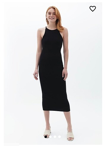 Oxxo siyah halter yaka midi elbise
