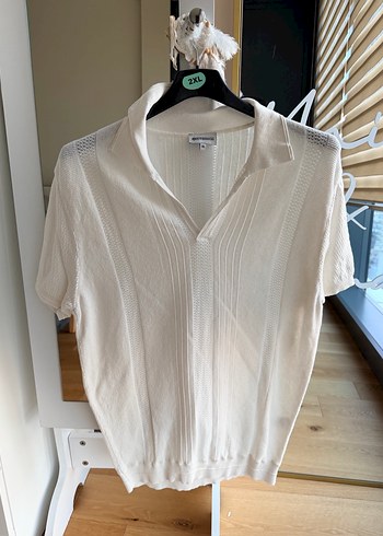 Vakkorama Erkek Beyaz V Yakalı Örgü Kısa Kollu Tişört - Görsel 2