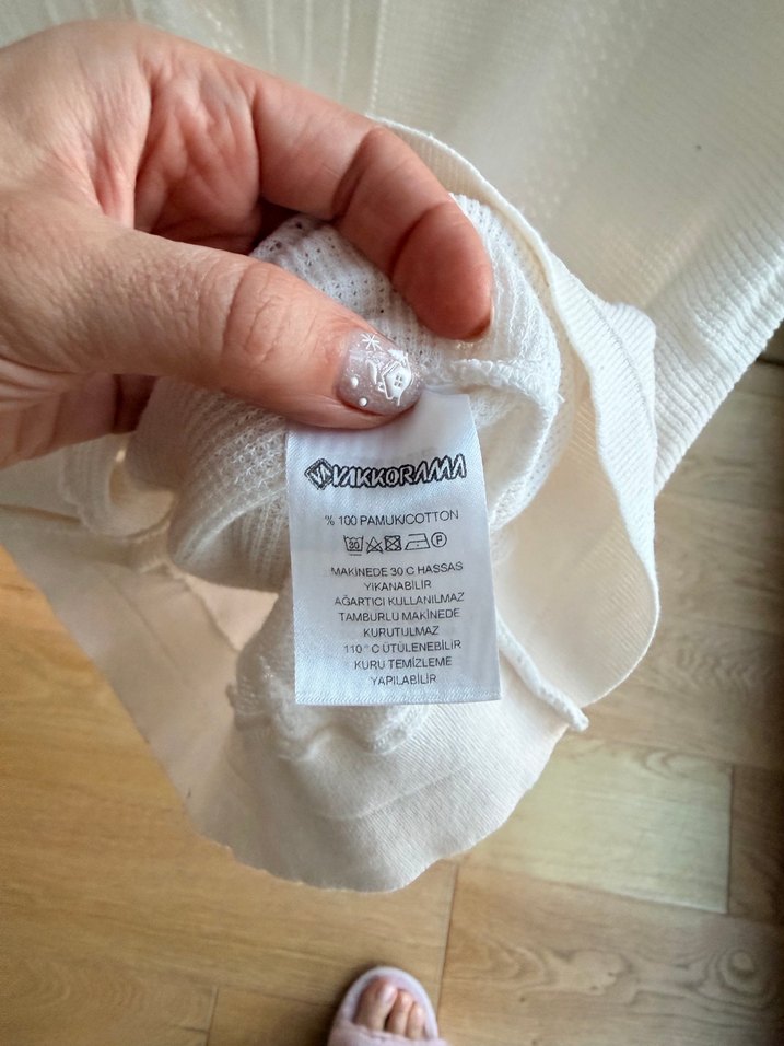 Vakkorama Erkek Beyaz V Yakalı Örgü Kısa Kollu Tişört - Görsel 4