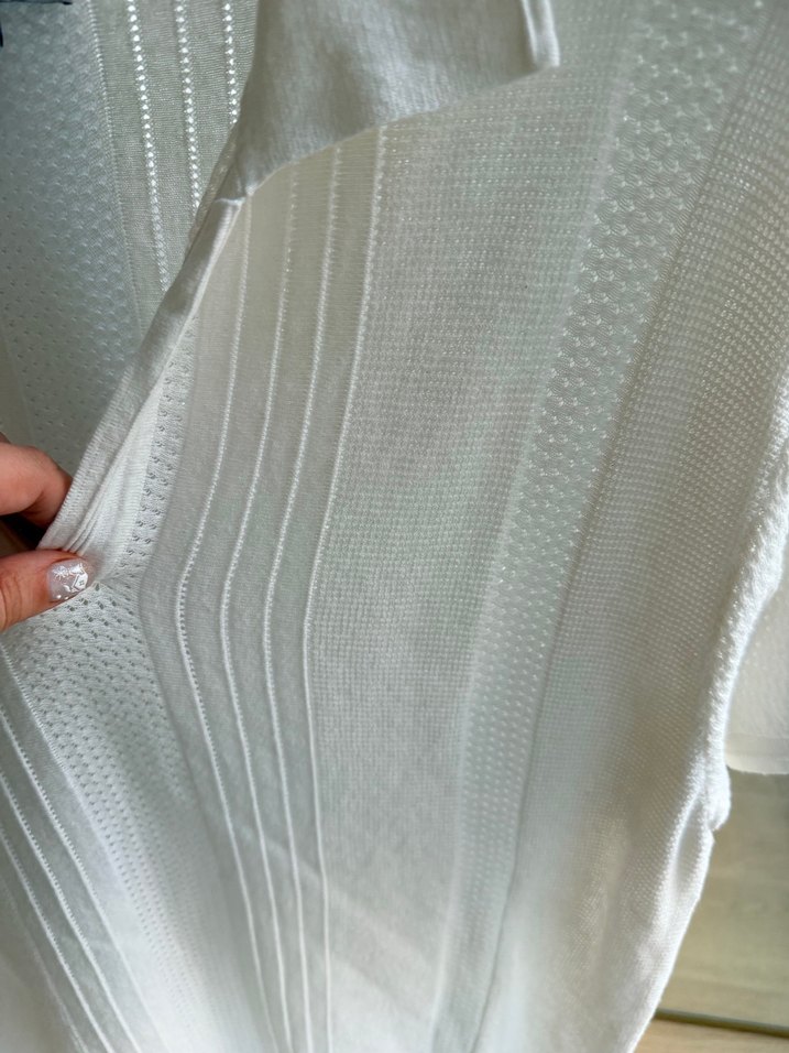 Vakkorama Erkek Beyaz V Yakalı Örgü Kısa Kollu Tişört - Görsel 5