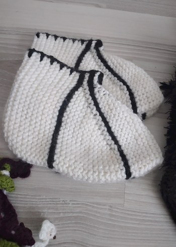 Kızlar için Nakışlı Örgü Sıcak patik - Görsel 3