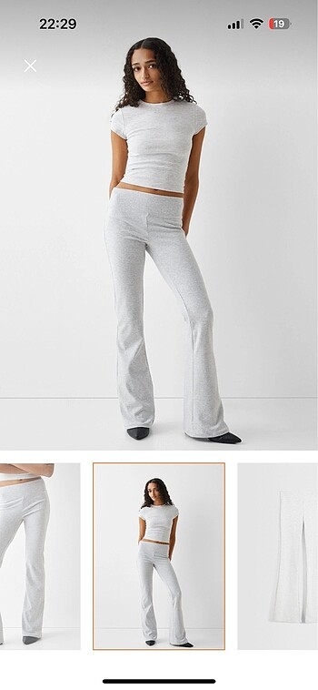 Bershka beli fitilli ispanyol paça tayt pantolon