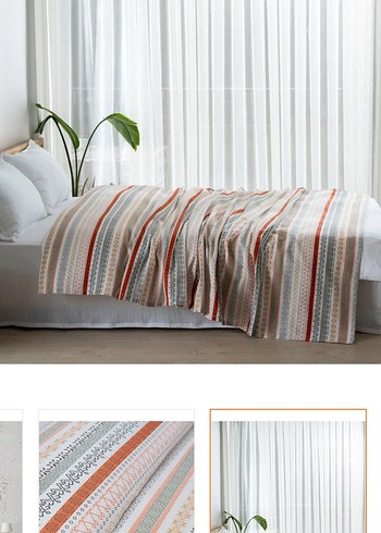 Çizgili Çok Renkli Yatak Örtüsü - Görsel 2