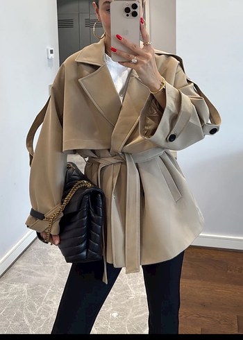 Camel trençkot Oversize kesim