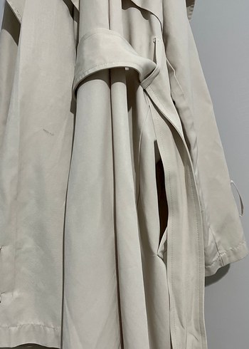 Bej Keten Kadın Uzun Trench Coat