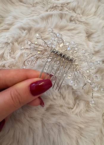 Boncuklu Beyaz Çiçekli Saç Tokası - Görsel 4