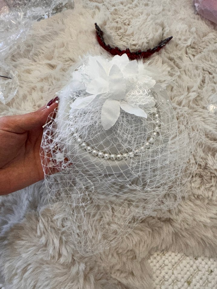 Dantel Detaylı Beyaz Vintage Gelin Aksesuarı - Görsel 2