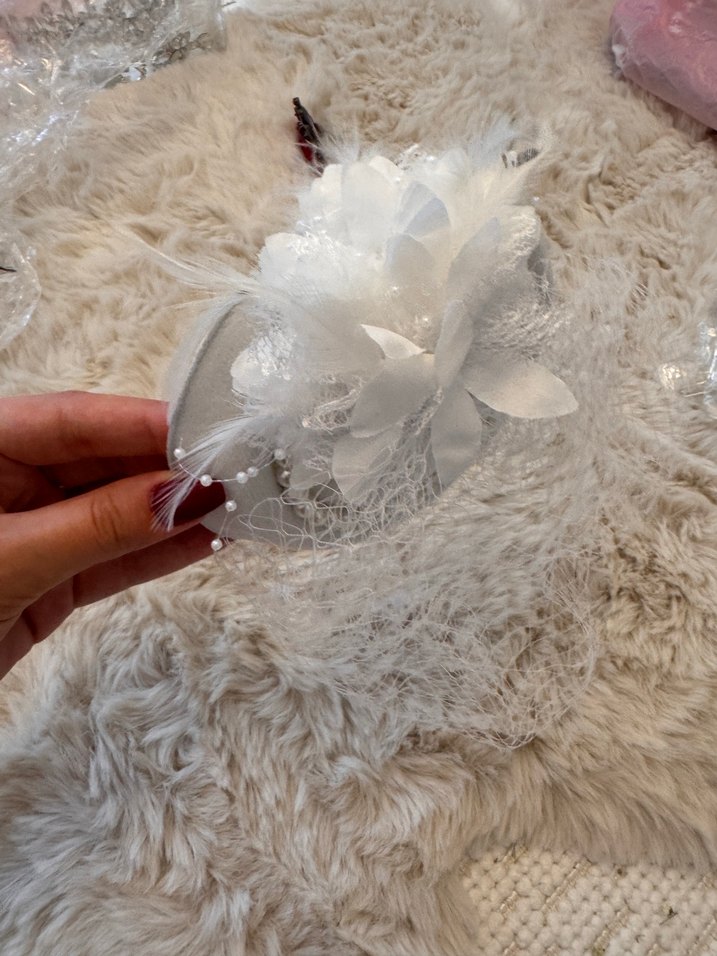 Dantel Detaylı Beyaz Vintage Gelin Aksesuarı - Görsel 4