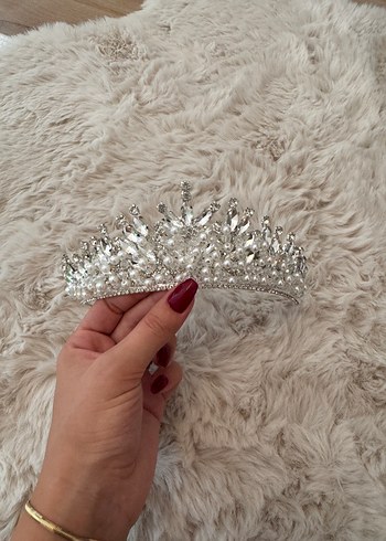 Beyaz Parlak incili Gelin Tacı - Görsel 4