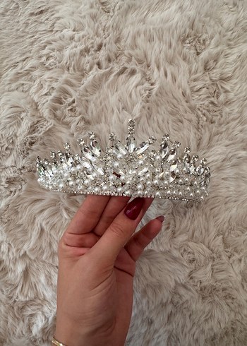 Beyaz Parlak incili Gelin Tacı - Görsel 2