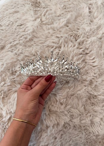 Beyaz Parlak incili Gelin Tacı - Görsel 5