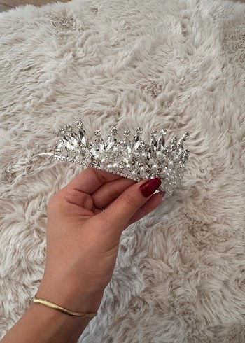 Beyaz Parlak incili Gelin Tacı - Görsel 3