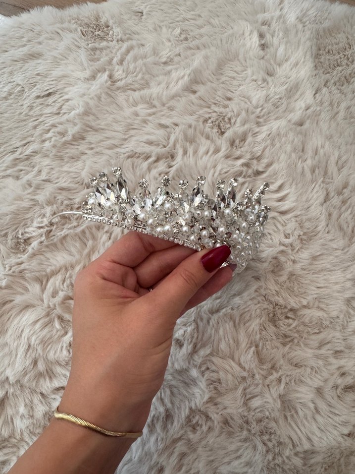 Beyaz Parlak incili Gelin Tacı - Görsel 3